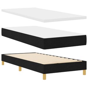 vidaXL Lit à ressorts avec matelas Noir 90 x 190 cm tissu