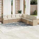 vidaXL Salon de jardin avec coussins 9 Pièces beige résine tressée
