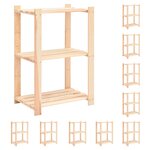 vidaXL Étagères de rangement à 3 niveaux 10 Pièces 60x38x90 cm Pin 150 kg