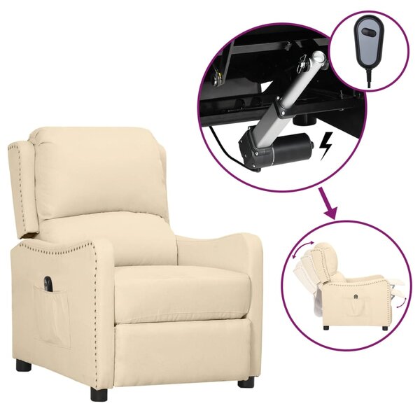 vidaXL Fauteuil inclinable électrique Crème Tissu