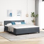 vidaXL Lit Box Spring avec Matelas & LED Gris Foncé 180x200 cm Velours