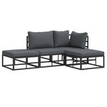 vidaXL Ensemble de canapé de jardin 4 Pièces Noir 211.5 x 141.5 x 71 cm