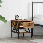 vidaXL Table de chevet avec tiroir 2 Pièces Bois ancien 40 x 42 x 45 cm