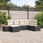 vidaXL Ensemble de canapé de jardin avec coussin 6 Pièces Noir Poly rotin