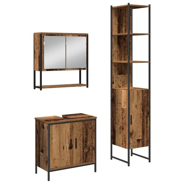 vidaXL Ensemble de mobilier de salle de bain avec étagère 3 Pièces Marron