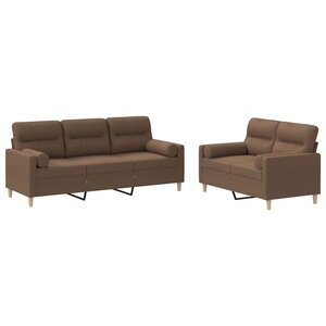vidaXL Ensemble de canapés 2 Pièces avec coussins marron tissu