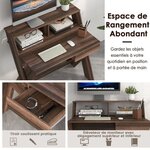 Bureau informatique avec rangement et support d'écran repose-pieds pour travailler réviser gaming marron 20_0004843
