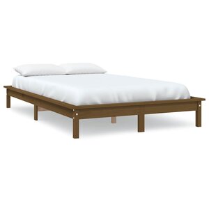 vidaXL Cadre de lit sans matelas marron miel 140x190 cm bois massif