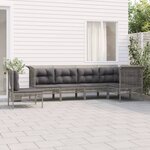 vidaXL Salon de jardin 6 Pièces avec coussins Gris Résine tressée