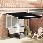 vidaXL Auvent Rétractable Noir 350 x 250 cm Polyester et métal