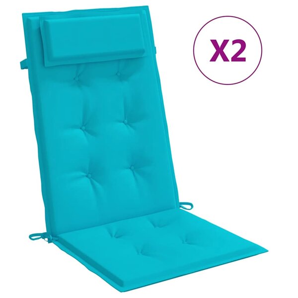 vidaXL Coussins de chaise à dossier haut lot de 2 turquoise