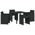 vidaXL Ensemble de salle à manger pour jardin 5 Pièces Noir polyrotin