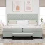 vidaXL Lit à ressort avec matelas et banc gris clair 200x200 cm velours