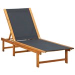 vidaXL Chaise longue avec table Bois d'acacia solide et textilène