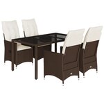 vidaXL Ensemble à manger de jardin 5 Pièces et coussins marron poly rotin
