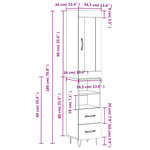 vidaXL Buffet haut Blanc brillant 34 5x34x180 cm Bois d'ingénierie