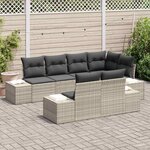 vidaXL Ensemble de canapé de jardin 7 Pièces Gris clair polyrotin