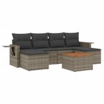 vidaXL Salon de jardin avec coussins 7 Pièces gris résine tressée