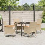 vidaXL Ensemble de salle à manger de jardin de 5 pièces avec coussins beige poly rattan