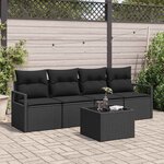 vidaXL Ensemble de canapé de jardin 5 Pièces Noir 55 x 55 x 37 cm