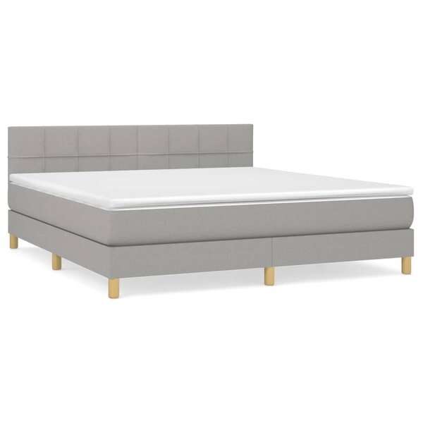 vidaXL Sommier à lattes de lit avec matelas Gris clair 160x200cm Tissu
