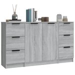 vidaXL Buffets 3 Pièces Sonoma gris Bois d'ingénierie