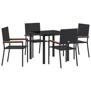 vidaXL Ensemble de salle à manger pour jardin 5 Pièces Noir polyrotin