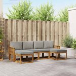 vidaXL Ensemble de canapés d'extérieur 6 Pièces Gris Naturel et Clair