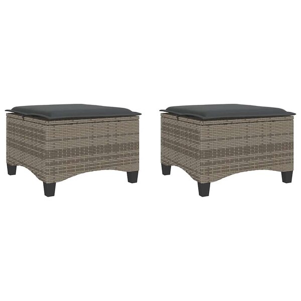 vidaXL Tabourets jardin coussins 2 Pièces gris 55x55x36 cm résine tressée