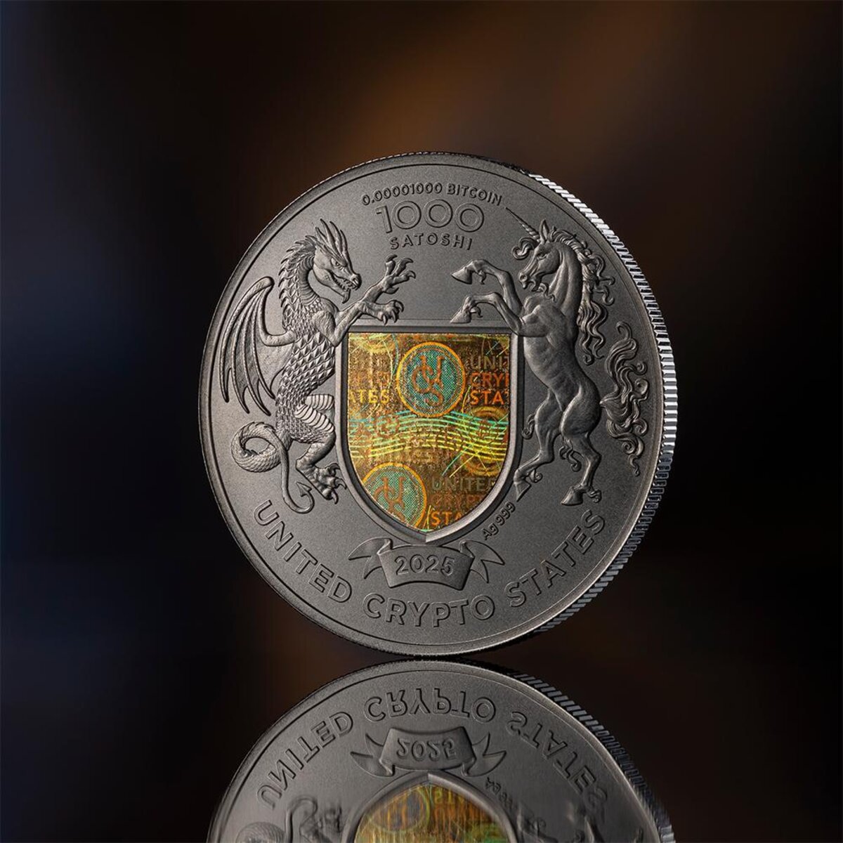 Pièce de monnaie en Argent 1000 Satoshi g 31.1 (1 oz) Millésime 2025 United  Crypto States THE WINGS OF FREEDOM - La Poste