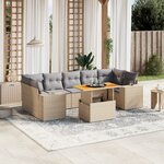 vidaXL Salon de jardin avec coussins 8 Pièces beige résine tressée