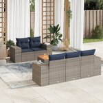 vidaXL Salon de jardin 6 Pièces avec coussins gris résine tressée