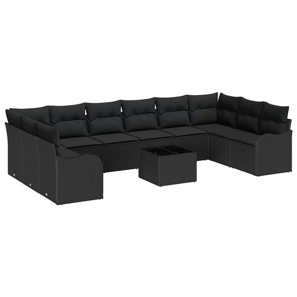 vidaXL Ensemble de canapé de jardin Noir polyrotin
