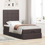 vidaXL Cadre de lit ottoman avec matelas marron foncé 80x200 cm tissu