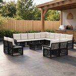 vidaXL Ensemble de canapé de jardin 14 pc Noir et blanc crème