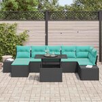 vidaXL Ensemble de canapé de jardin avec coussin 8 Pièces Noir polyrotin