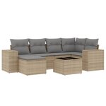vidaXL Salon de jardin avec coussins 7 Pièces beige résine tressée