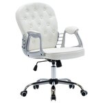 vidaXL Chaise de bureau pivotante Blanc Similicuir