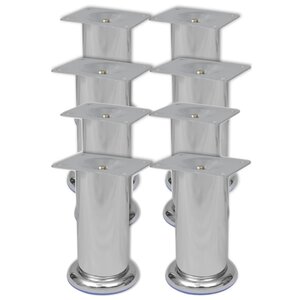vidaXL Pieds ronds de canapé 8 Pièces Chrome 120 mm