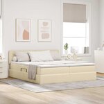 vidaXL Lit de rangement LED avec matelas Crème 180 x 200 cm Tissu
