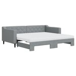 vidaXL Lit de jour avec gigogne et matelas gris clair 90x190 cm tissu