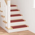 vidaXL Tapis d'escalier auto-adhésifs Rayé 15 Pièces Rouge 65 x 21 x 4 cm