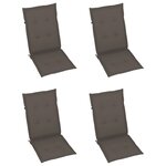 vidaXL Chaises de jardin lot de 4 avec coussins taupe Bois teck solide