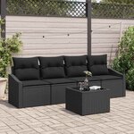 vidaXL Ensemble de canapé de jardin 5 Pièces Noir 55 x 55 x 37 cm
