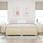 vidaXL Cadre de lit avec matelas Crème 200 x 200 cm tissu