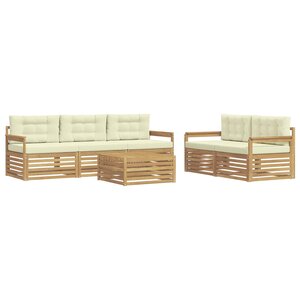 vidaXL Ensemble de canapés d'extérieur 6 Pièces Blanc et crème