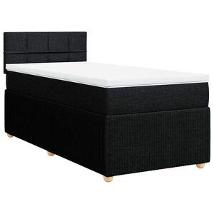 vidaXL Sommier à lattes de lit avec matelas Noir 90x200 cm Tissu