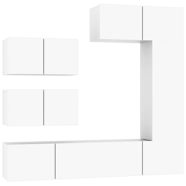 vidaXL Ensemble de meubles TV 6 Pièces Blanc Bois d'ingénierie