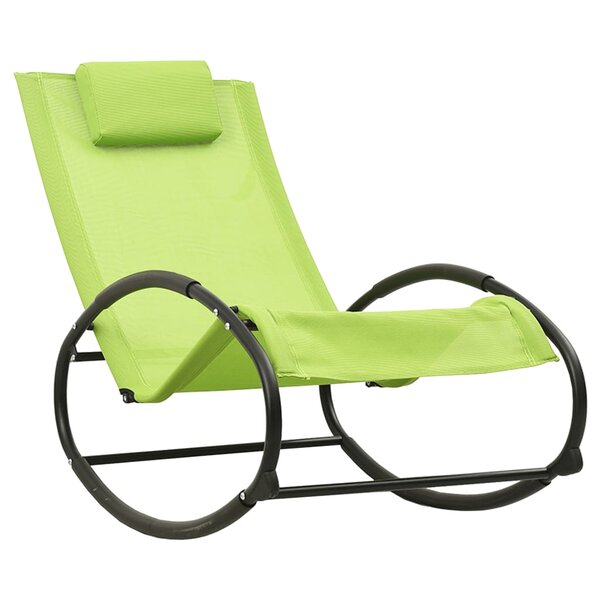 vidaXL Chaise longue avec oreiller acier et textilène vert