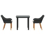 vidaXL Ensemble de salle à manger pour jardin 3 Pièces Noir polyrotin